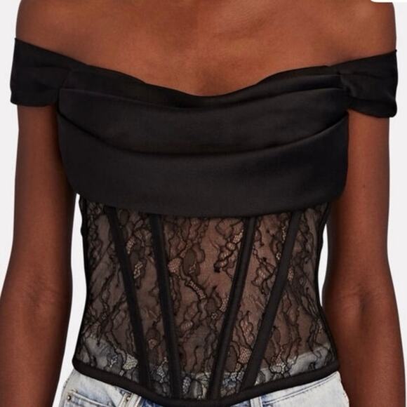 Roxie Corsets Rare Satin Draped Off the Shoulder Sultry Boned Zip Back Corset S - Picture 2 of 7